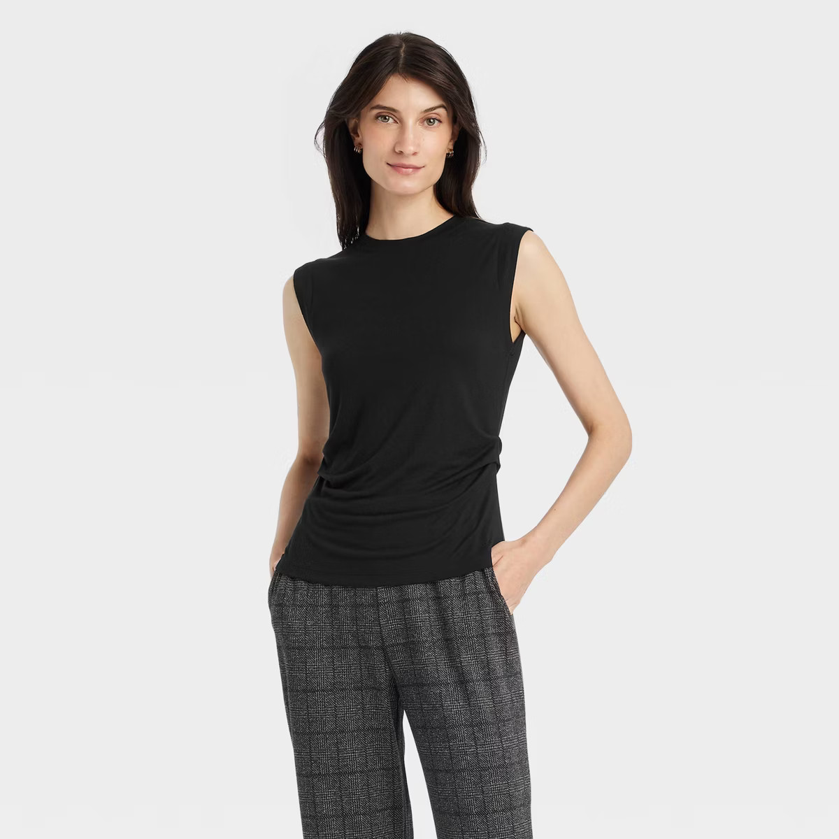 Women's Slim Fit Extended Muscle Tank Top - A New Day™ Black XL | Target