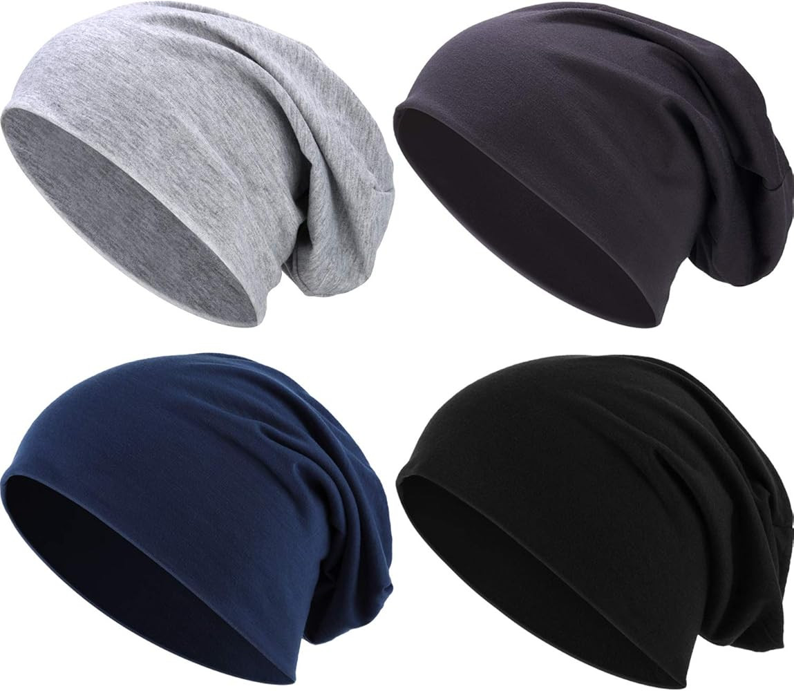 Outus 4 Pieces Thin Knit Slouchy Cap Beanies Hat Unisex Hip-Hop Sleep Cap Dwarf Hat | Amazon (US)