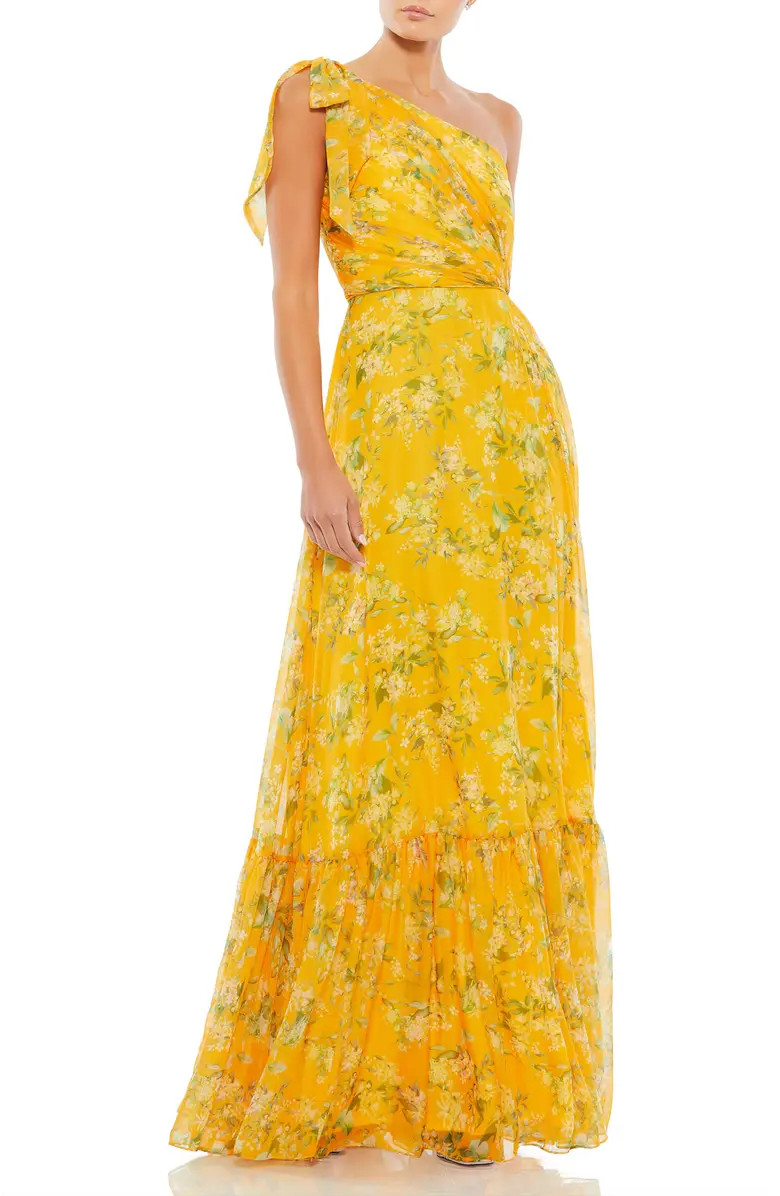 Floral One Shoulder Bow Maxi Dress | Nordstrom