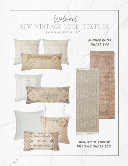 Check out the gorgeous new vintage look textiles all under $45!! 

Throw pillows, runner rugs 

#LTKunder50 #LTKhome #LTKsalealert #LTKFind