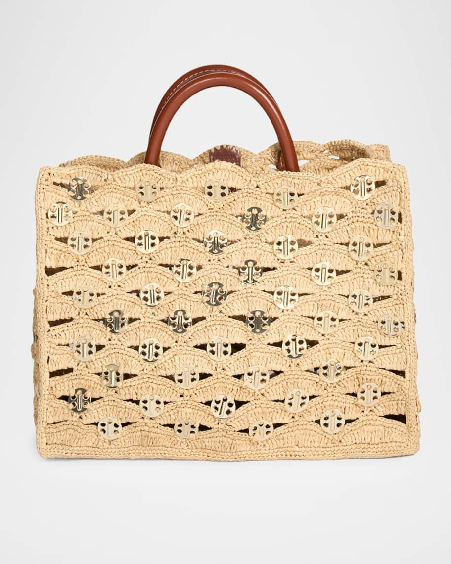 Sac a Main Disc-Link Raffia Tote Bag | Neiman Marcus