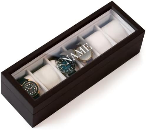 Custom Engraved Solid Espresso Wood Watch Boxes - 6 slot by CASE ELEGANCE | Amazon (US)