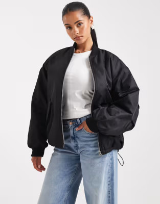 ASOS DESIGN oversized bomber jacket in black | ASOS | ASOS (Global)