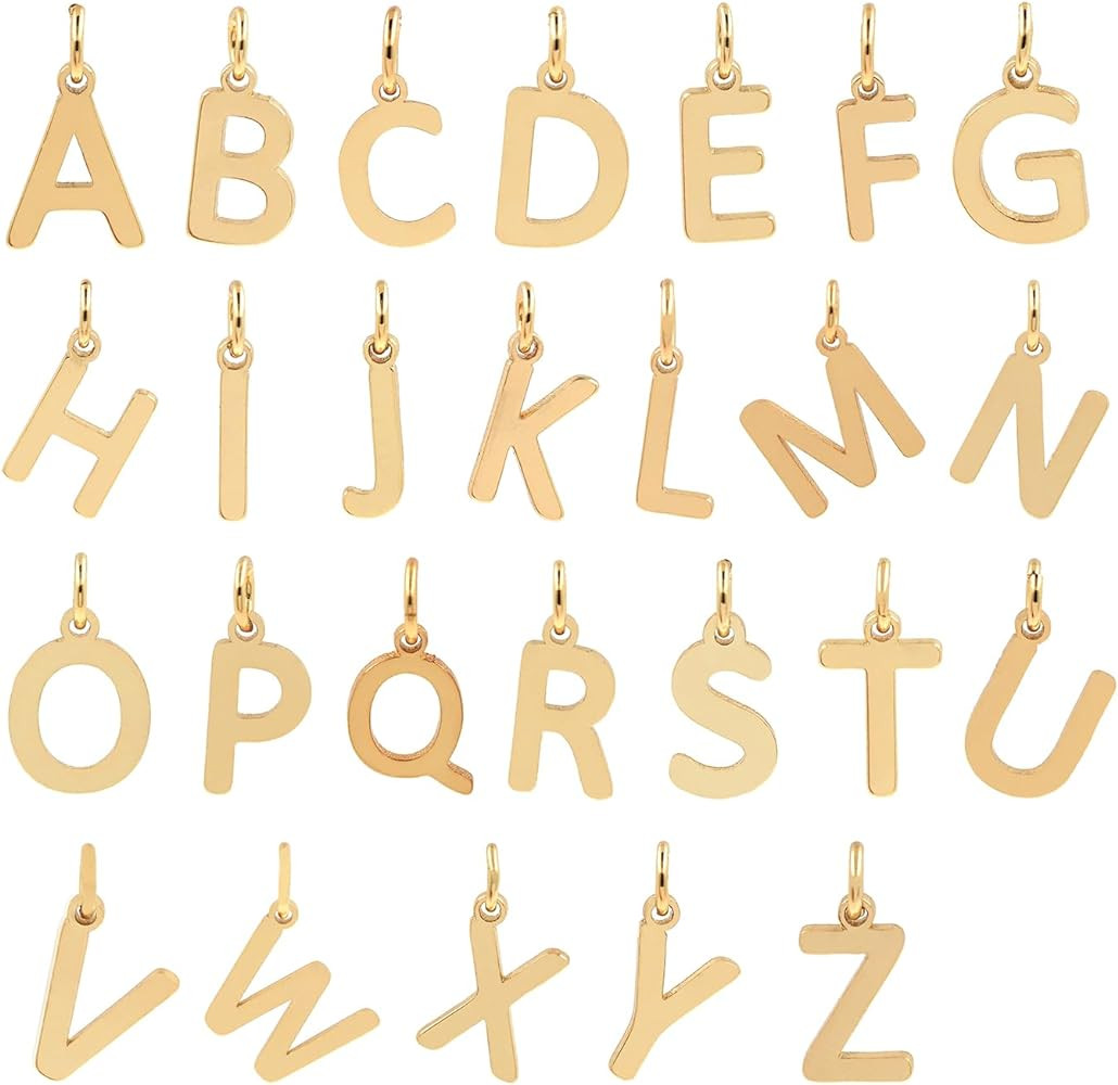 Feqosuk 26pcs 18k Gold Filled Letter Charms,Initial Charms,Letter Pendants for DIY Bracelet Neckl... | Amazon (US)