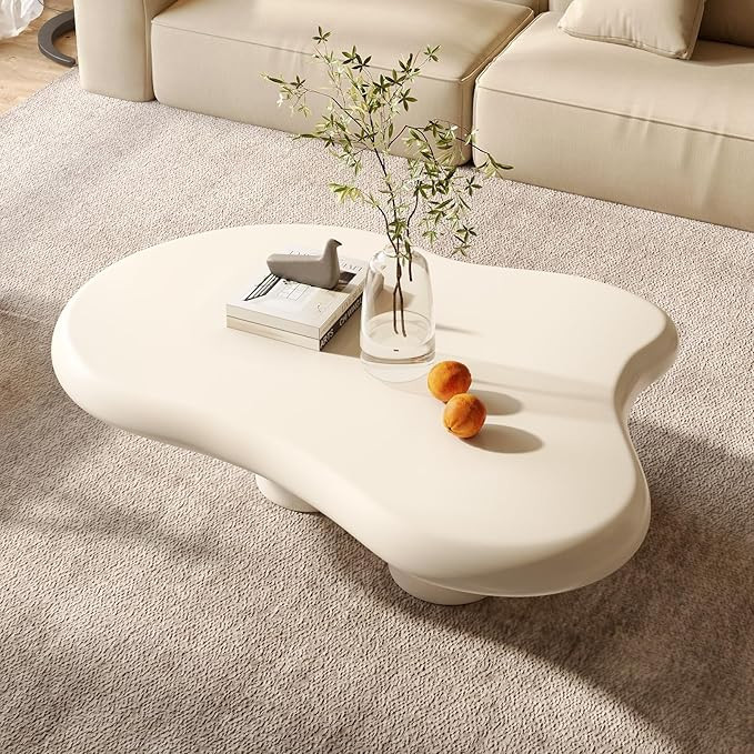 QEZEOM Cloud Coffee Table, Irregular Shape Wavy, Unique Living Room Coffee Table, Modern Aestheti... | Amazon (US)