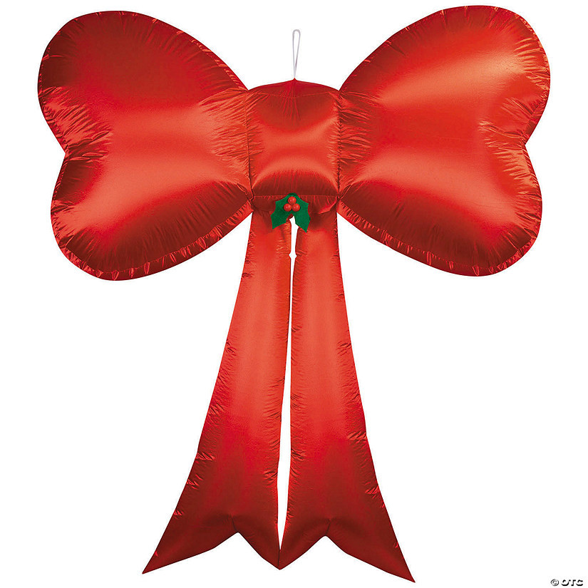 8 Ft. Airblown® Inflatable Hanging Red Satin Christmas Bow Outdoor Decoration | Oriental Trading Company
