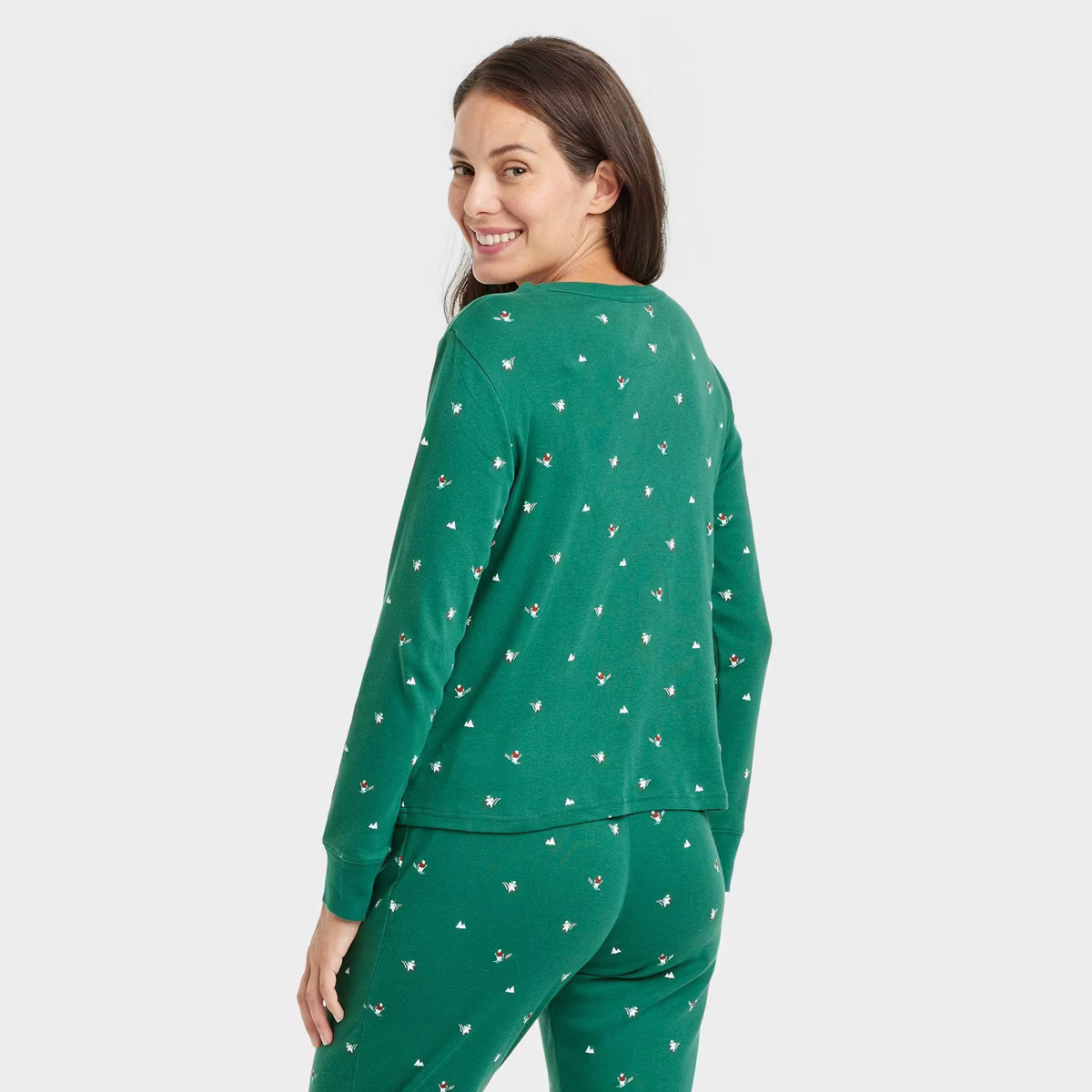 Women's Polar Bear Print Cotton Ribbed Holiday Matching Family Pajama Shirt - Wondershop™ Green | Target