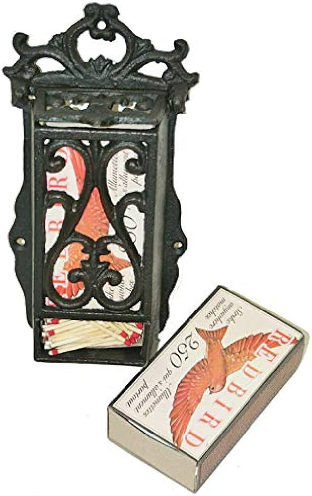 NACH Cast Iron Matchbox Holder, Vintage Matches Box for Long Matches, Antique Black Match Holder,... | Amazon (US)