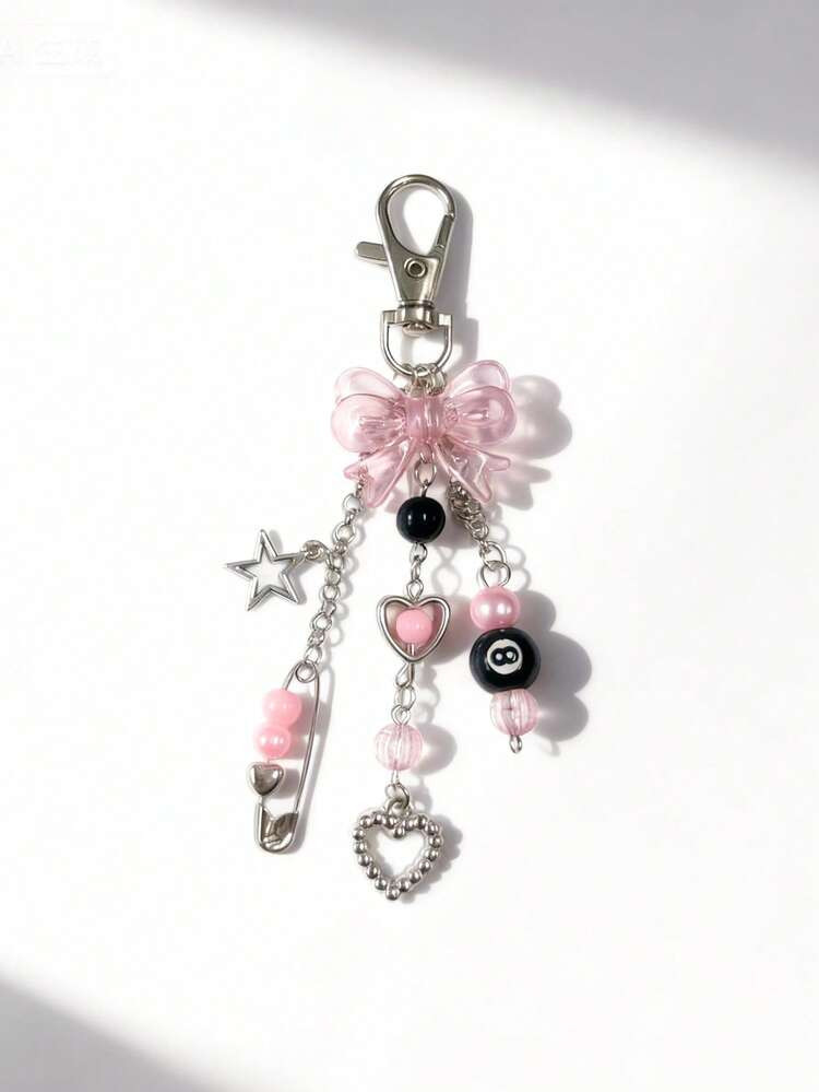 1pc Handmade Resin Bead Keychain - Punk Style, Fashion Lobster Clasp Pendant Accessory For Women | SHEIN