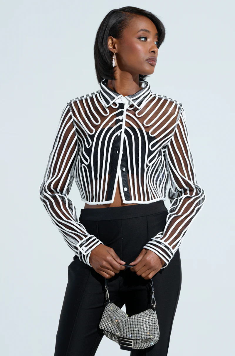 EVA LONG SLEEVE BUTTON DOWN STRIPED SHIRT | AKIRA