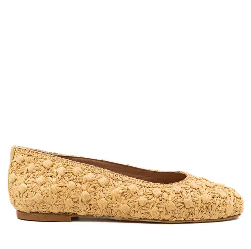 Andrea Gomez Dalia Flower Raffia Ballerina in Neutral at Nordstrom, Size 39.5 | Nordstrom