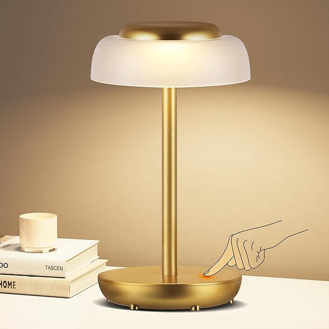 QiMH Battery Operated LED Table Lamp, 5000mAh Cordless Desk Lamp with 3 Level Brightness Touch Co... | Amazon (US)