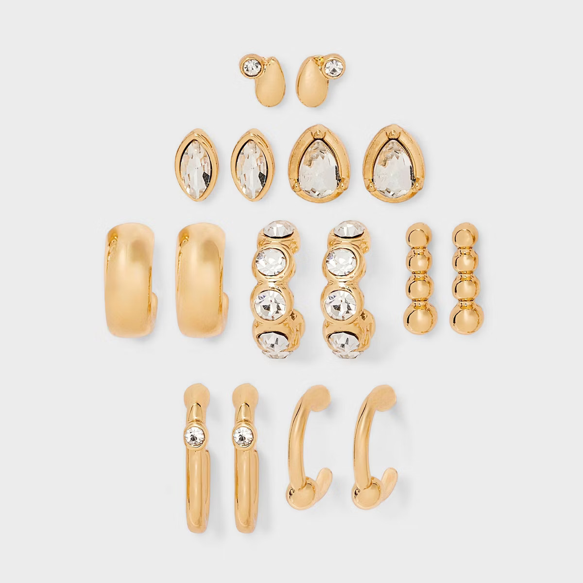 Pear Swirl Earring Set 8pc - A New Day™ Gold: Nickel-Free Metal, Post Closure, Stud Earrings, P... | Target