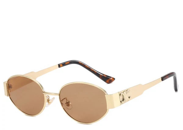 Milan Brown & Gold Oval Sunglasses | Jewel Boutique