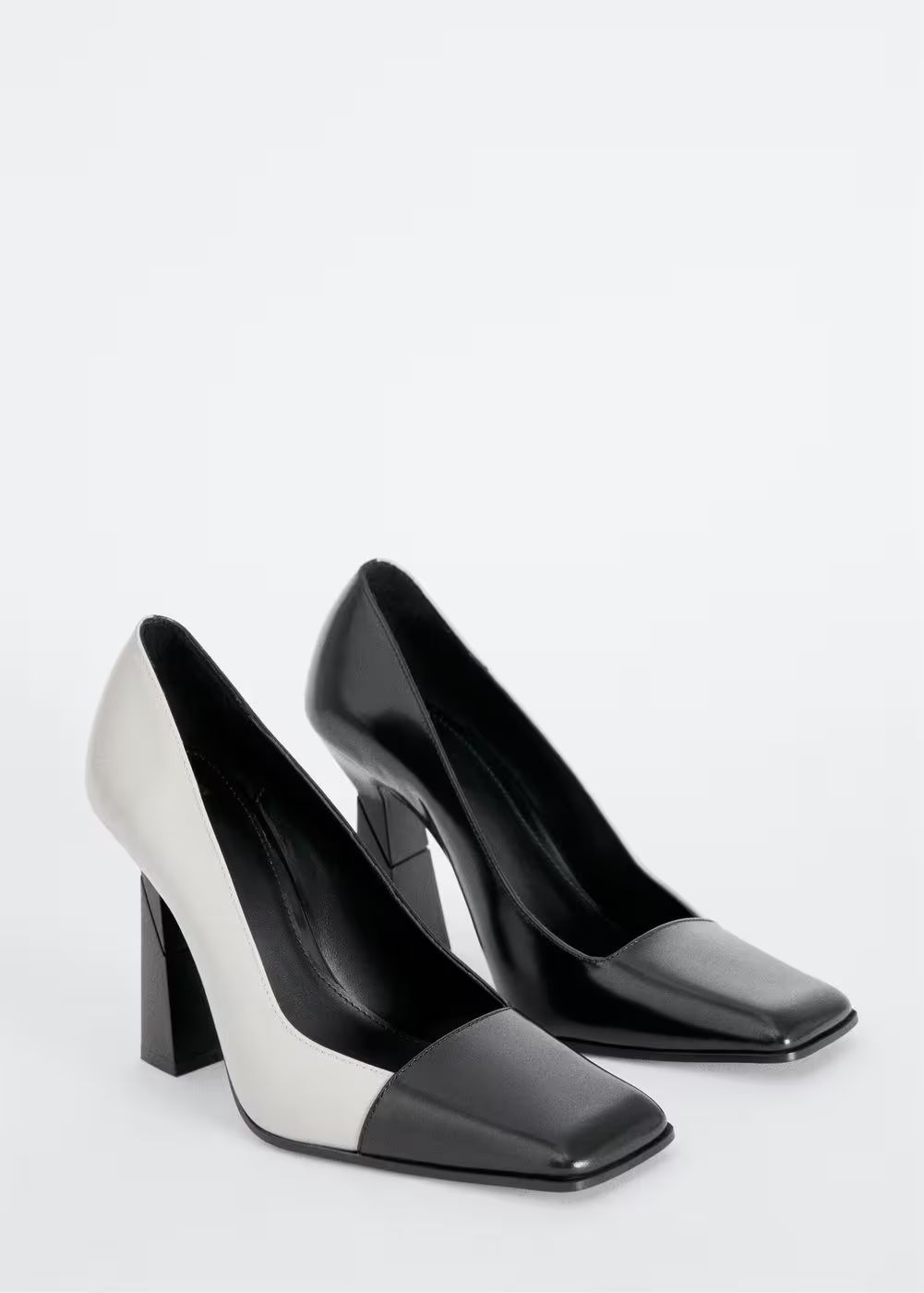 Two-tone asymmetrical heel shoes -  Women | Mango USA | MANGO (US)