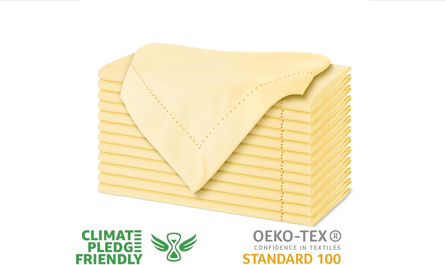 Urban Villa Easter Cloth Napkins Hemstitch Solid Yellow 100% Cotton Absorbent Dinner Napkins (Set... | Amazon (US)