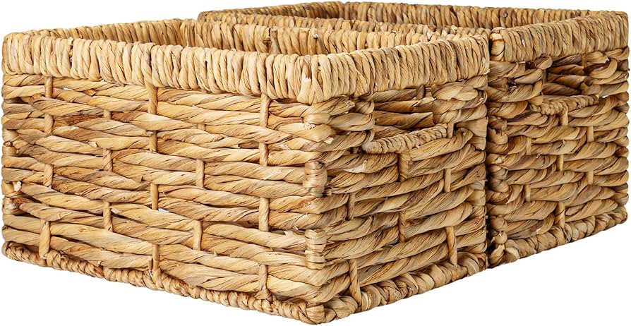 StorageWorks Wicker Baskets, Hand-Woven Storage Basket with 2 Handles, Wicker Baskets for Shelves... | Amazon (US)
