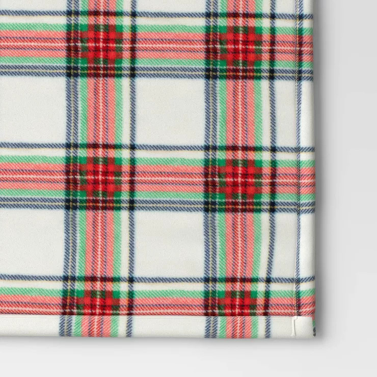 Tartan Plaid Printed Plush Throw Blanket Cream - Wondershop™ | Target