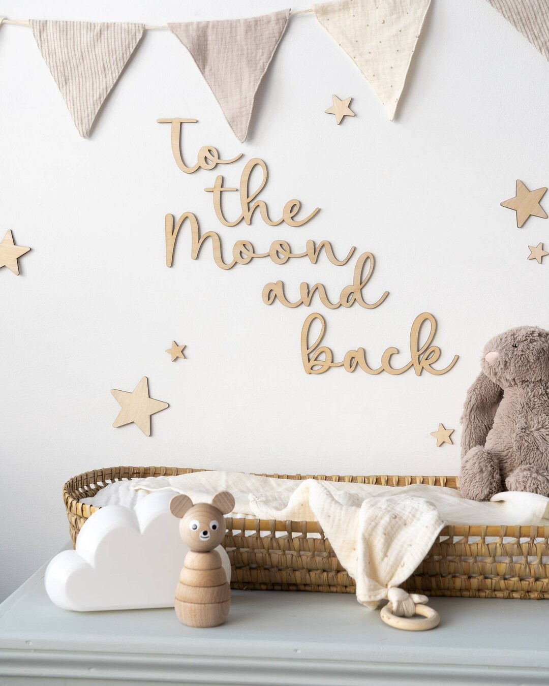 To the moon and back Kids Room Wooden Wall Quote | Etsy (UK)