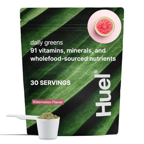Huel Daily Greens Watermelon | Superfood Greens Powder | 91 Vitamins, Minerals, and Wholefood-Sourced Ingredients | Adaptogens, Antioxidants, Gut-Friendly Probiotics | 30 Servings | Amazon (US)