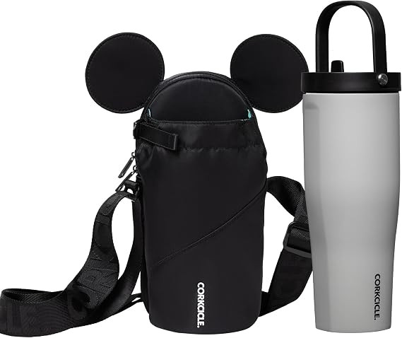 Corkcicle x Disney Mickey Mouse Black Crossbody Water Bottle Sling Bag & River Rock Go Cup XL Ins... | Amazon (US)
