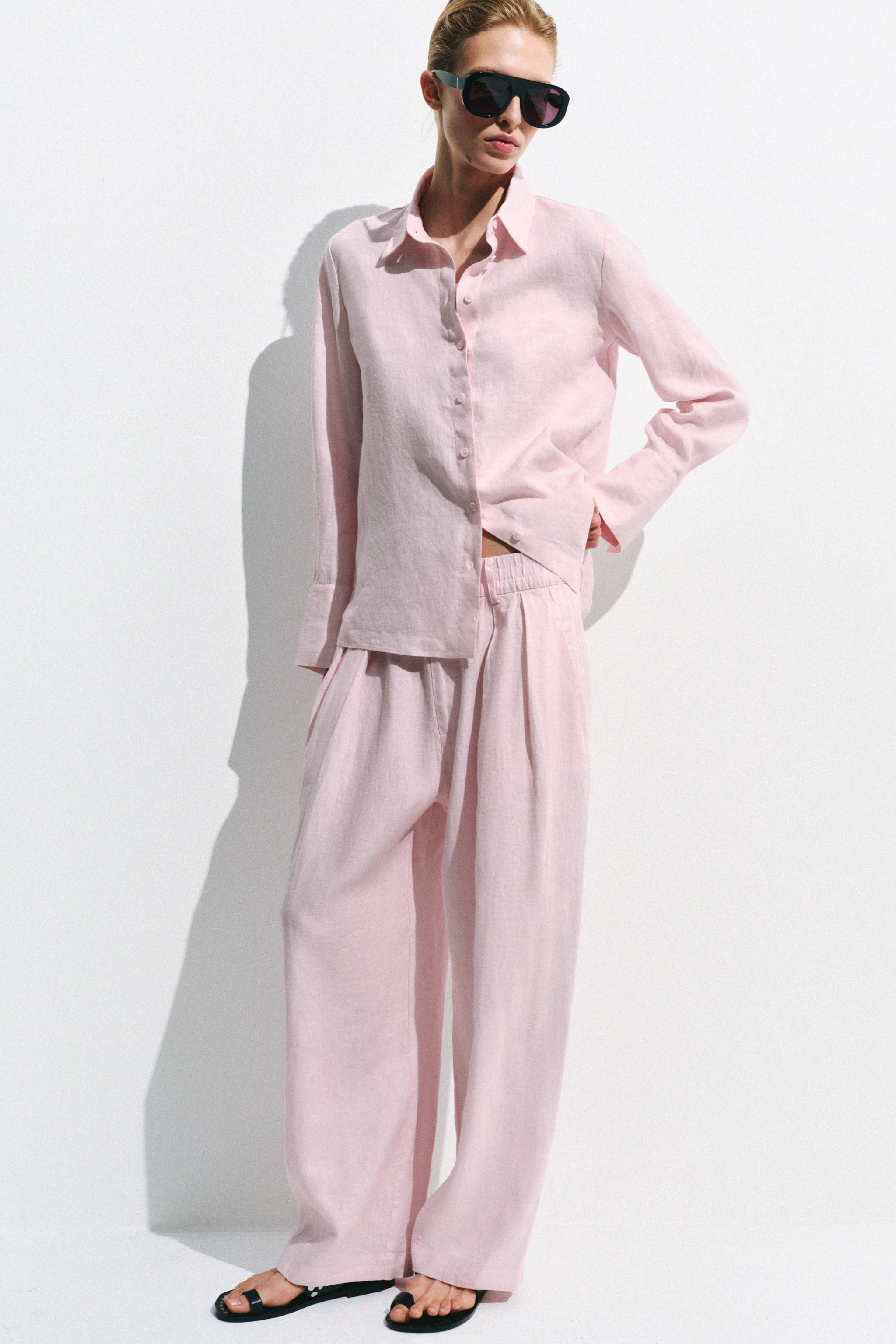 ZW COLLECTION 100% LINEN PLEATED TROUSERS | Zara UK