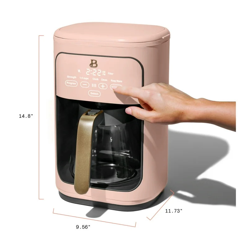 Beautiful 14-Cup Programmable Drip Coffee Maker with Touch-Activated Display, Rose by Drew Barrym... | Walmart (US)