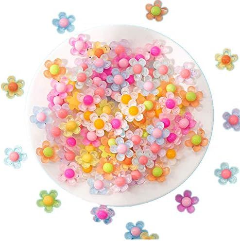 MSCFTFB 50 Pieces 3/4inch 5 Petals Flower Resin Charms Plastic Cabochons Flatback Beads for Jewelry  | Amazon (US)