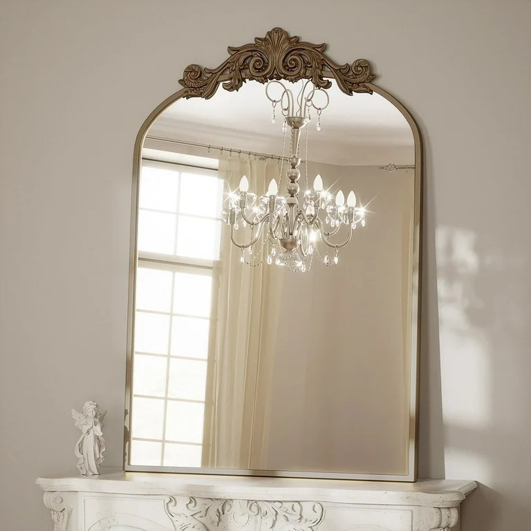 BEAUTYPEAK 40"x26" Wall Decor Mirror Arched Metal Vintage Bathroom Mirror,Bronze | Walmart (US)