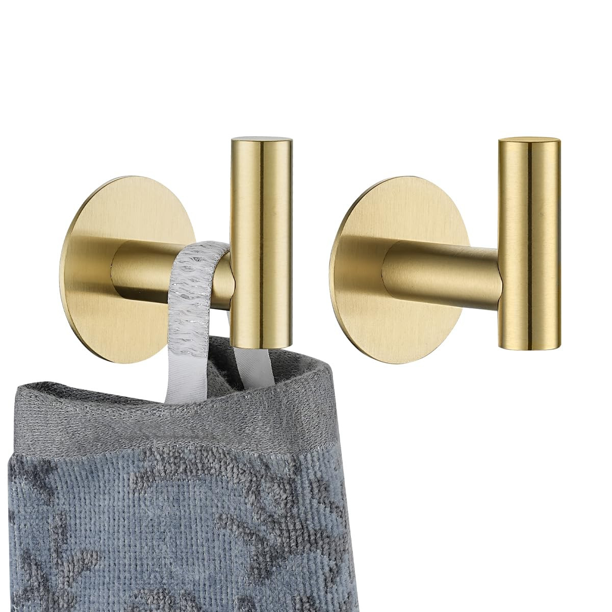 JQK Self Adhesive Towel Hook Gold, No Drill Stick on Coat Robe Clothes Wall Hook for Bathroom Kit... | Amazon (US)