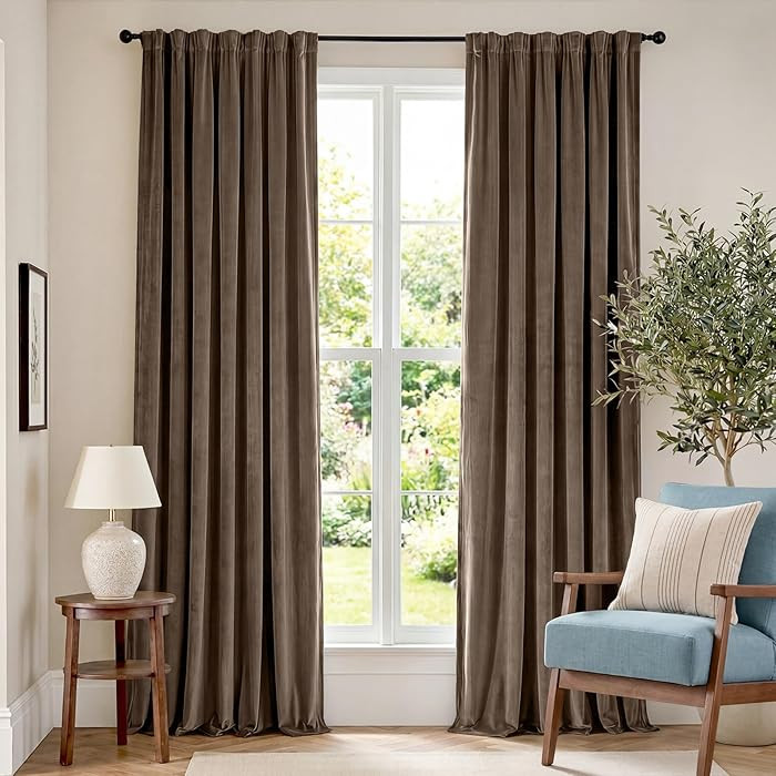 Lazzzy Velvet Blackout Curtains Thermal Insulated Room Window Drapes Super Soft Luxury Curtains f... | Amazon (US)