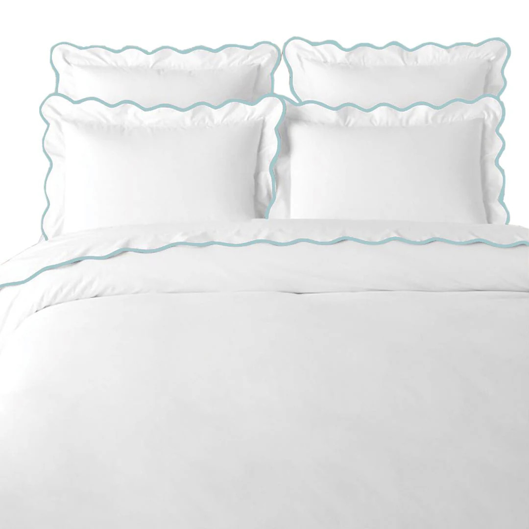 Scalloped Duvet Cover, Blue / White | Laura Park Designs