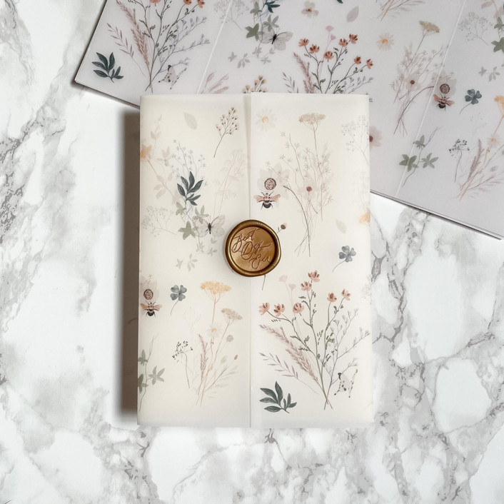 Neutral Wildflower Vellum Jacket for Wedding Invitations (10 Pack) | Minted