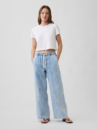 High Rise Pull-On Wide-Leg Jeans | Gap Factory
