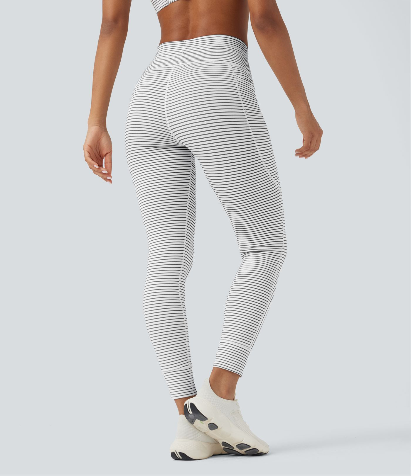 Women’s High Waisted Drawstring Striped Yoga Leggings with Pockets - Halara | HALARA