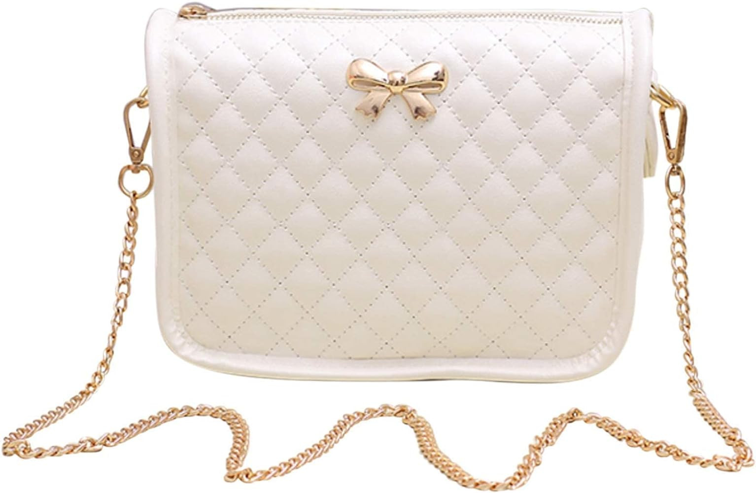 Hanbella Crossbody Purse for Women - Cute Quilted Leather Shoulder Bag with Gold Chain Strap for ... | Amazon (US)