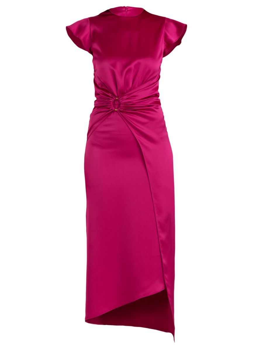 Shoshanna Quinn Satin Wrap Midi-Dress | Saks Fifth Avenue