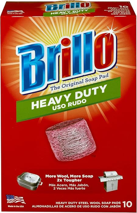 Brillo Heavy Duty Steel Wool Soap Pads, Original Red Scent (Heavy Duty, 10 Count (Pack of 1)) | Amazon (US)