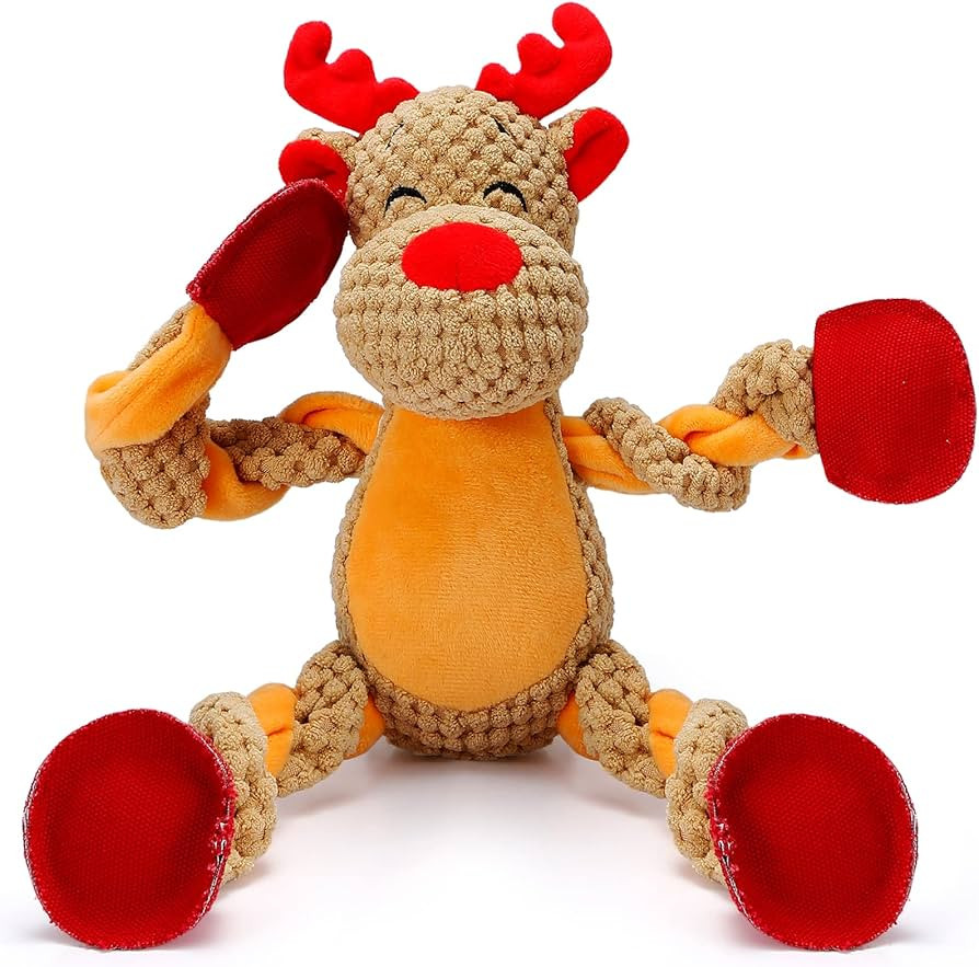 Senneny Dog Christmas Toys with Squeaker, Reindeer Squeaky Toys for Dogs Puppy, Stuffed Dog Plush... | Amazon (US)