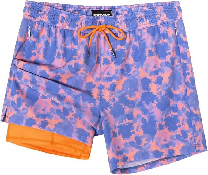 SURF CUZ Mens Swim Trunks with Compression Liner Swimming Trunks 5 Inch Bathing Suit Zipper Pocke... | Amazon (US)