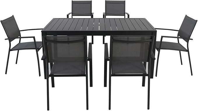 Hanover Cambridge NOVADNS7PC-GRY Nova 7-Piece Rectangular Table and Six Chairs Outdoor Dining Set... | Amazon (US)