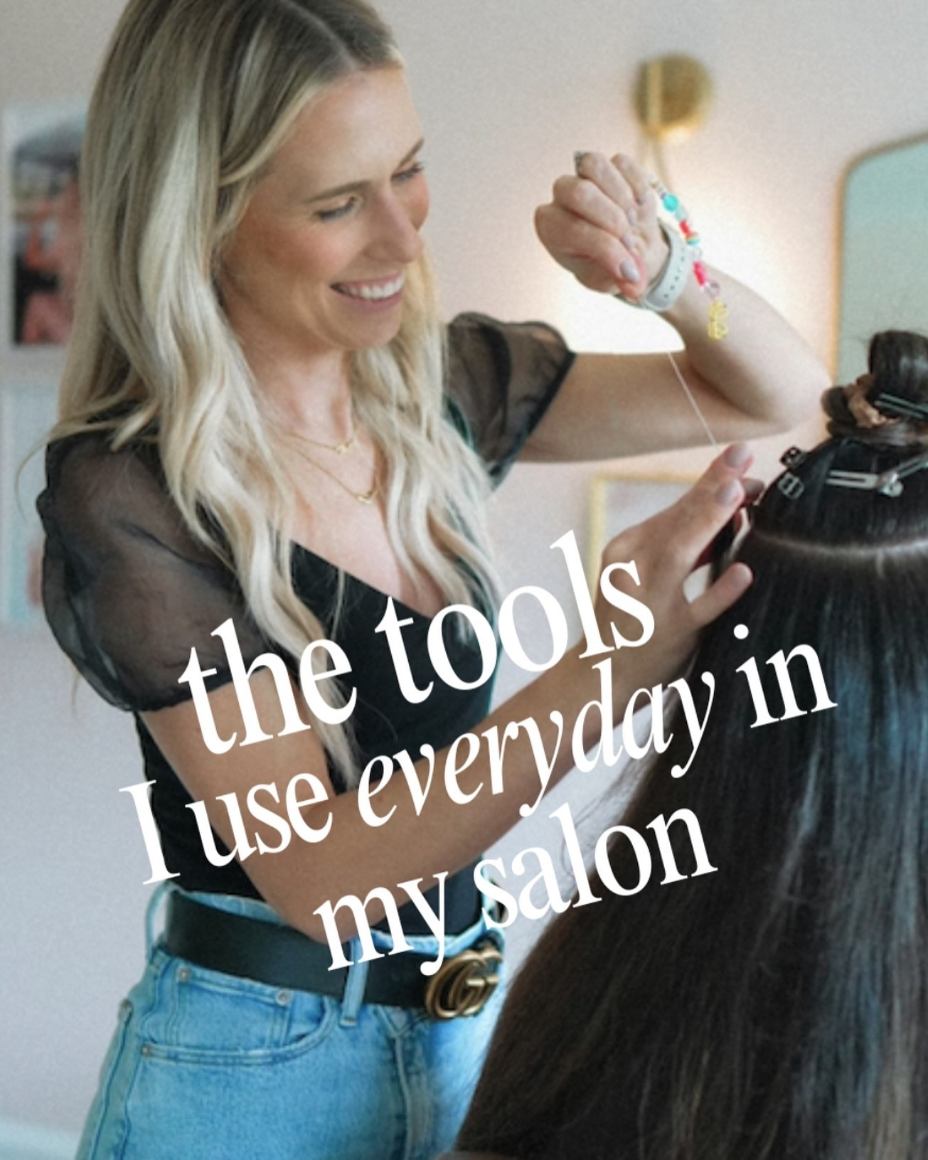 The thread I use in my salon? Gutterman polyester thread. It’s so thin, strong, barely tangles, doesn’t swell when wet, and comes in so many shades. 

Using tools and supplies that extension companies don’t supply is how I customize every client experience. It’s an art—and sometimes, creating something unique means reaching for tools that go beyond the mainstream.