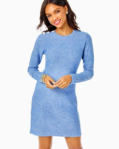 Women's Morgen Sequin Sweater Dress in Blue Size XL - Lilly Pulitzer in Blue | Lilly Pulitzer