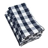 SARO LIFESTYLE Collection Gingham Design Napkins (Set of 4), 20", Navy Blue | Amazon (US)