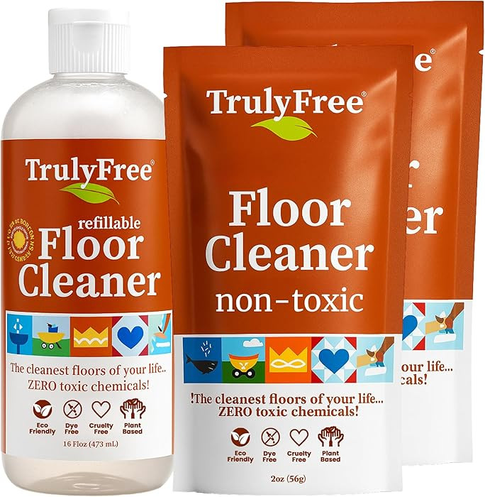 Truly Free Floor Cleaner Kit - Plant-Based Mopping Solution (16oz Reusable Empty Bottle + Two Pou... | Amazon (US)