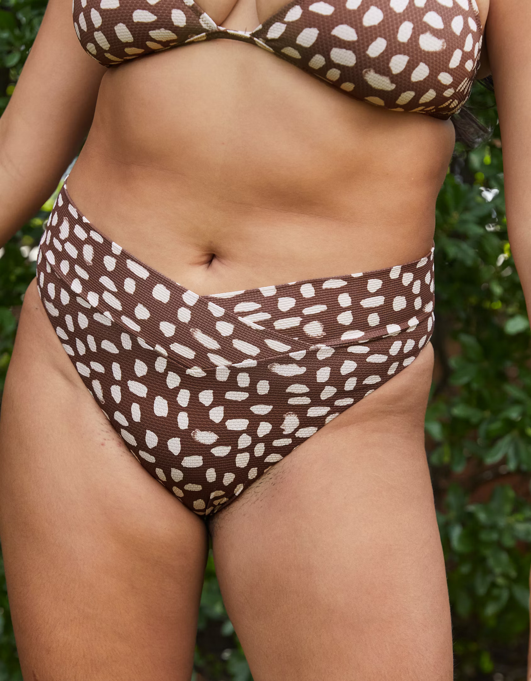 Aerie Pique Crossover High Cut Cheeky Bikini Bottom | American Eagle Outfitters (US & CA)