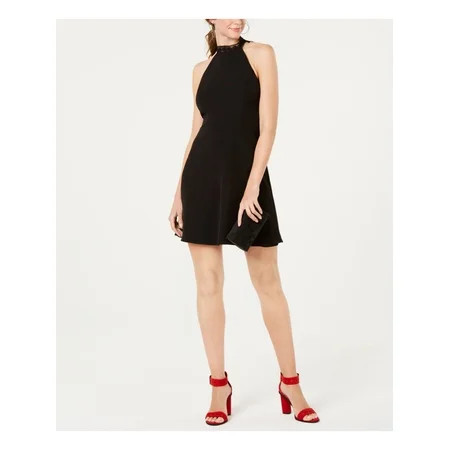19 COOPER Womens Black Sleeveless Halter Short Fit + Flare Dress XS | Walmart (US)