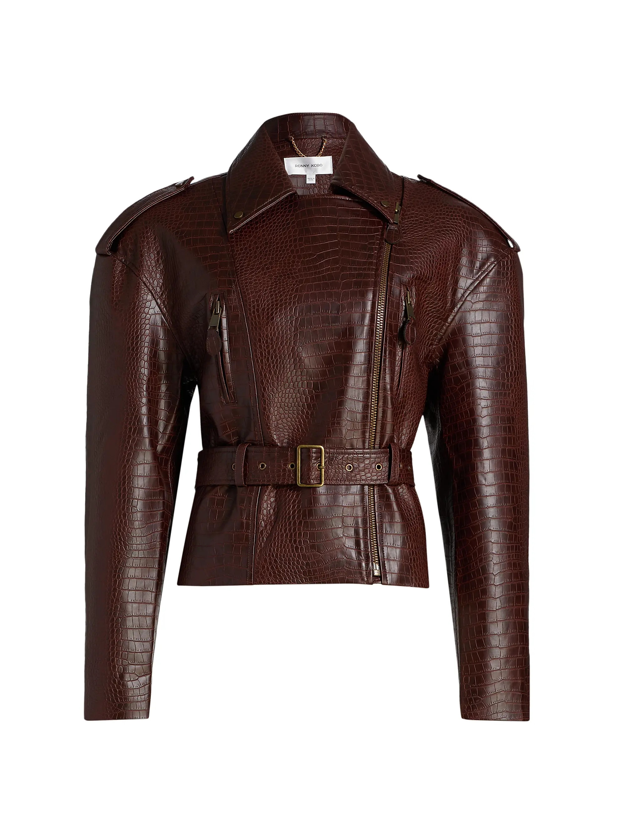Ronny Kobo Lilou Croc-Embossed Faux Leather Jacket | Saks Fifth Avenue | Saks Fifth Avenue