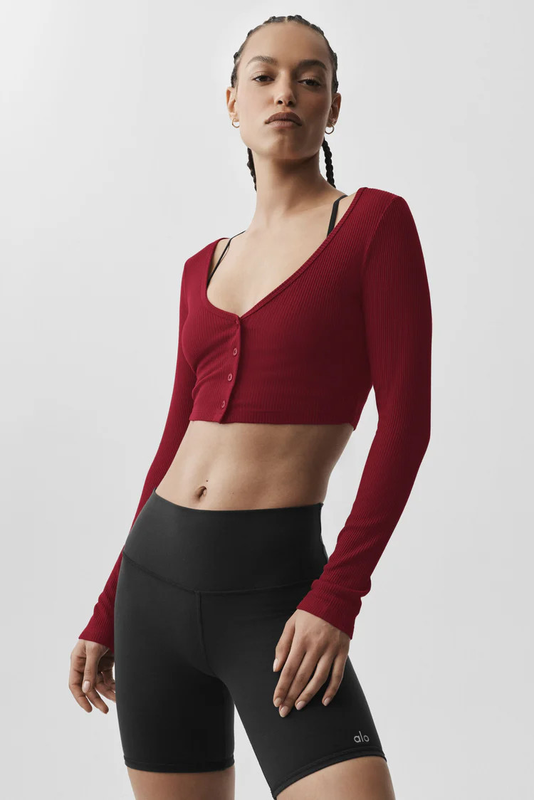 Ribbed Cropped Whisper Cardigan | Alo Yoga