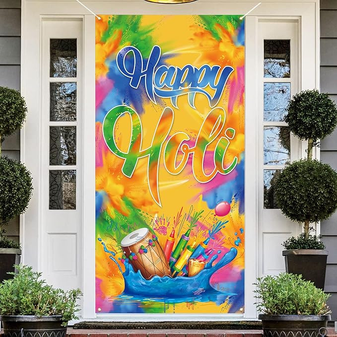 Happy Holi Door Cover Happy Holi Photo Backdrop Indian Holi Festival Decorations and Supplies for... | Amazon (US)